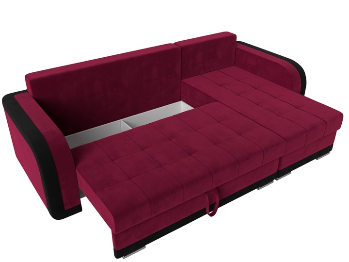 Угловой диван с оттоманкой Марсель,Бордовый/Черный (микровельвет) в Элисте - изображение 6