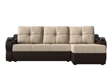 Угловой диван Меркурий, Бежевый/коричневый (экокожа) в Элисте - предосмотр 1