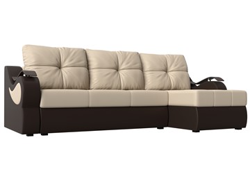 Угловой диван Меркурий, Бежевый/коричневый (экокожа) в Элисте - предосмотр