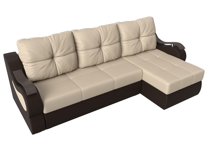 Угловой диван Меркурий, Бежевый/коричневый (экокожа) в Элисте - изображение 4