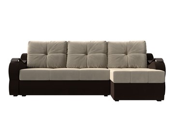Угловой диван Меркурий, Бежевый/коричневый (вельвет) в Элисте - предосмотр 1
