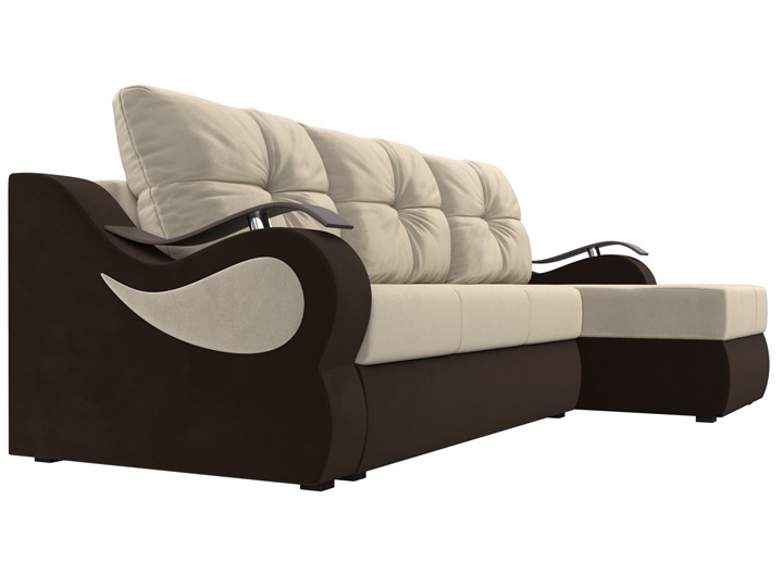 Угловой диван Меркурий, Бежевый/коричневый (вельвет) в Элисте - изображение 2