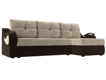 Угловой диван Меркурий, Бежевый/коричневый (вельвет) в Элисте