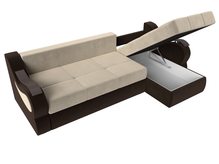Угловой диван Меркурий, Бежевый/коричневый (вельвет) в Элисте - изображение 6