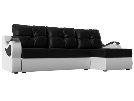 Угловой диван Меркурий, Черный/белый (экокожа) в Элисте - изображение