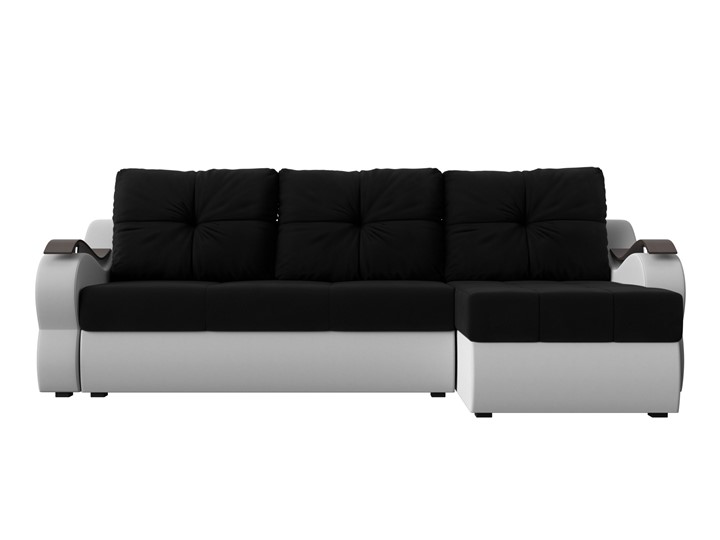 Угловой диван Меркурий, Черный/белый (вельвет/экокожа) в Элисте - изображение 1