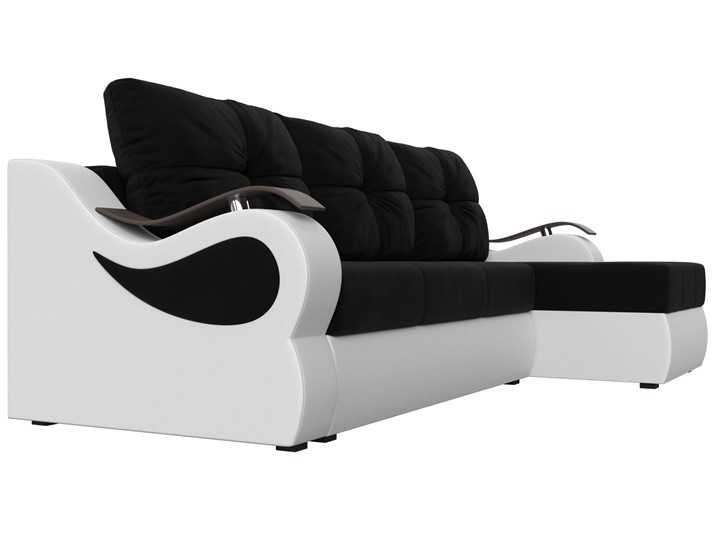Угловой диван Меркурий, Черный/белый (вельвет/экокожа) в Элисте - изображение 2