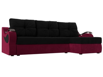 Угловой диван Меркурий, Черный/Бордовый (микровельвет) в Элисте