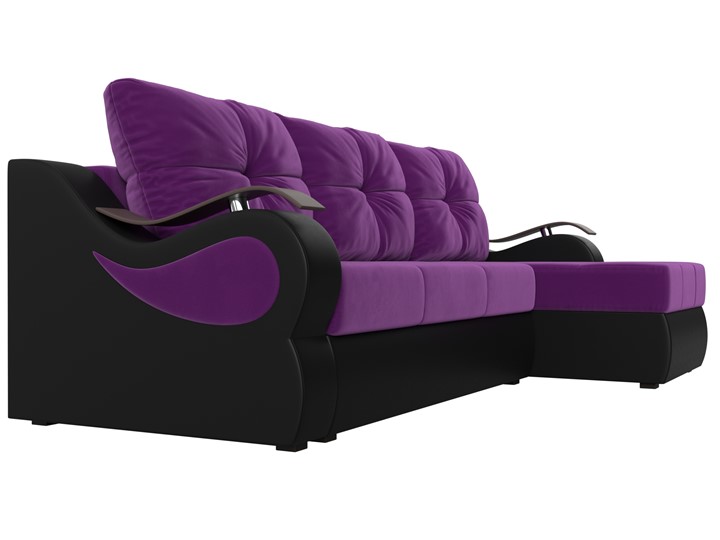 Угловой диван Меркурий, Фиолетовый/черный (вельвет/экокожа) в Элисте - изображение 2
