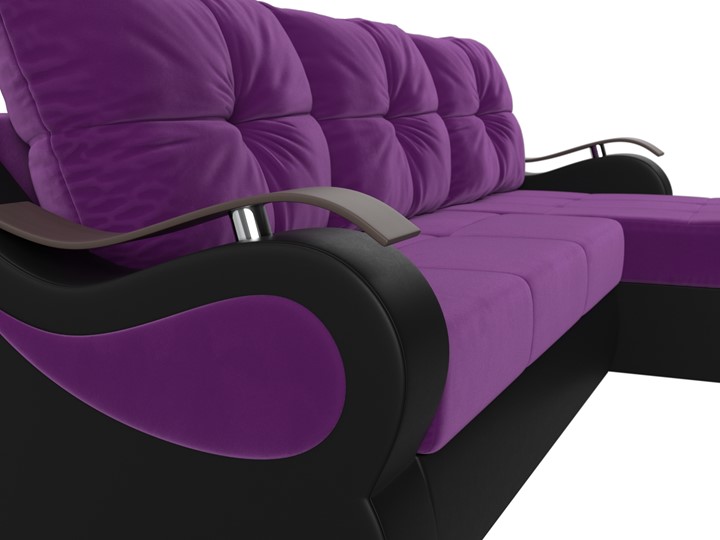 Угловой диван Меркурий, Фиолетовый/черный (вельвет/экокожа) в Элисте - изображение 3