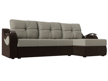 Угловой диван Меркурий, Корфу 02 (рогожка)/коричневый (вельвет) в Элисте
