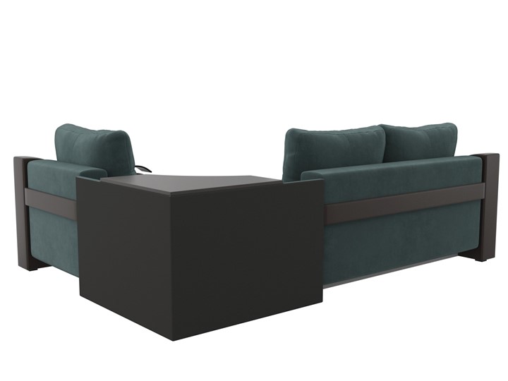 Угловой диван Митчелл, Бирюзовый/Коричневый (велюр/экокожа) в Элисте - изображение 4