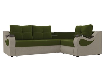 Угловой диван Митчелл, Зеленый/Бежевый (микровельвет) в Элисте - предосмотр