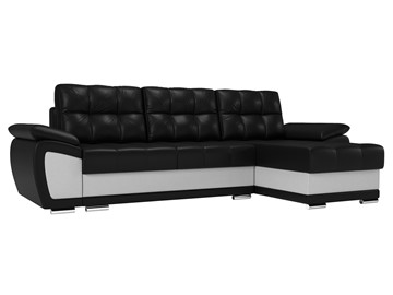 Угловой диван для гостиной Нэстор, Черный/Белый (экокожа) в Элисте - предосмотр