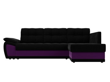 Угловой диван для гостиной Нэстор прайм, Черный/Фиолетовый (микровельвет) в Элисте - предосмотр 3