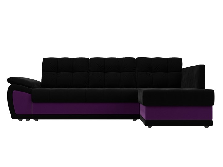 Угловой диван для гостиной Нэстор прайм, Черный/Фиолетовый (микровельвет) в Элисте - изображение 3