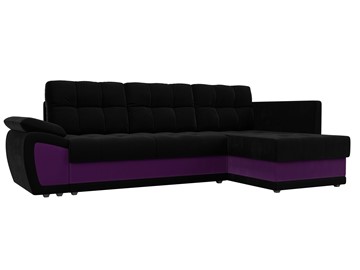 Угловой диван для гостиной Нэстор прайм, Черный/Фиолетовый (микровельвет) в Элисте