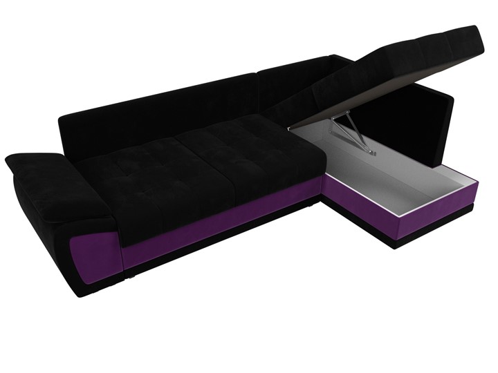 Угловой диван для гостиной Нэстор прайм, Черный/Фиолетовый (микровельвет) в Элисте - изображение 8