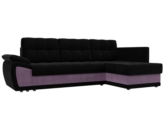 Угловой диван Нэстор прайм, Черный/Сиреневый (микровельвет) в Элисте - изображение