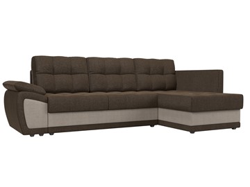 Угловой диван для гостиной Нэстор прайм, Коричневый/Бежевый (рогожка) в Элисте - предосмотр