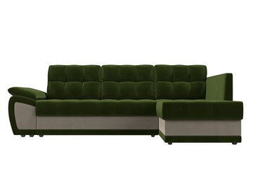 Угловой диван для гостиной Нэстор прайм, Зеленый/Бежевый (микровельвет) в Элисте - предосмотр 3