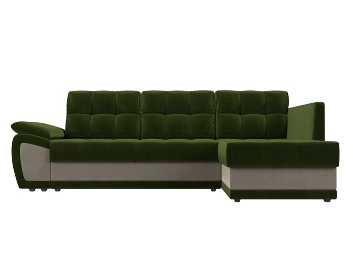 Угловой диван для гостиной Нэстор прайм, Зеленый/Бежевый (микровельвет) в Элисте - изображение 3