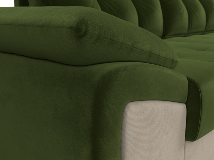 Угловой диван для гостиной Нэстор прайм, Зеленый/Бежевый (микровельвет) в Элисте - изображение 5