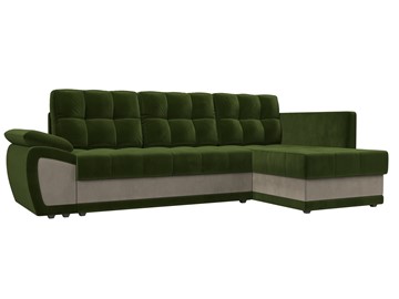 Угловой диван для гостиной Нэстор прайм, Зеленый/Бежевый (микровельвет) в Элисте - предосмотр