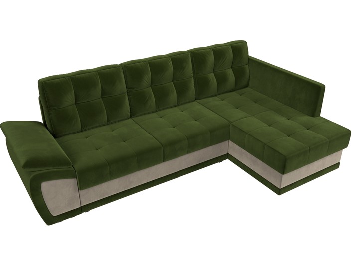 Угловой диван для гостиной Нэстор прайм, Зеленый/Бежевый (микровельвет) в Элисте - изображение 7