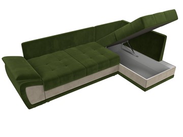 Угловой диван для гостиной Нэстор прайм, Зеленый/Бежевый (микровельвет) в Элисте - предосмотр 8