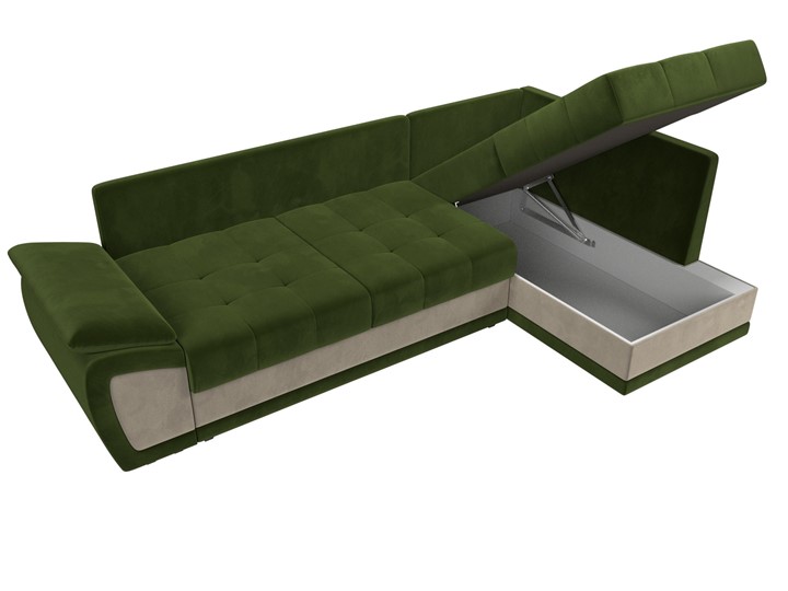 Угловой диван для гостиной Нэстор прайм, Зеленый/Бежевый (микровельвет) в Элисте - изображение 8