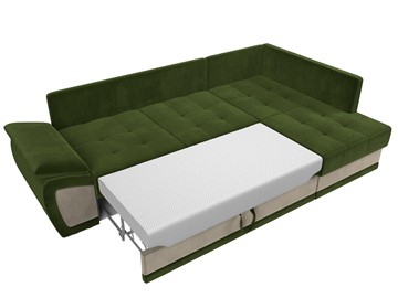 Угловой диван для гостиной Нэстор прайм, Зеленый/Бежевый (микровельвет) в Элисте - предосмотр 9