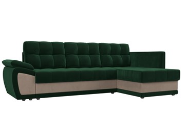 Угловой диван для гостиной Нэстор прайм, Зеленый/Бежевый (велюр) в Элисте