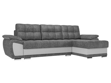 Угловой диван для гостиной Нэстор, Серый/Белый (рогожка/экокожа) в Элисте