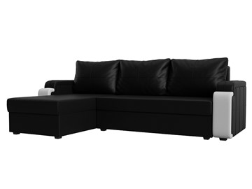 Угловой раскладной диван Николь лайт, Черный/Белый (экокожа) в Элисте - предосмотр