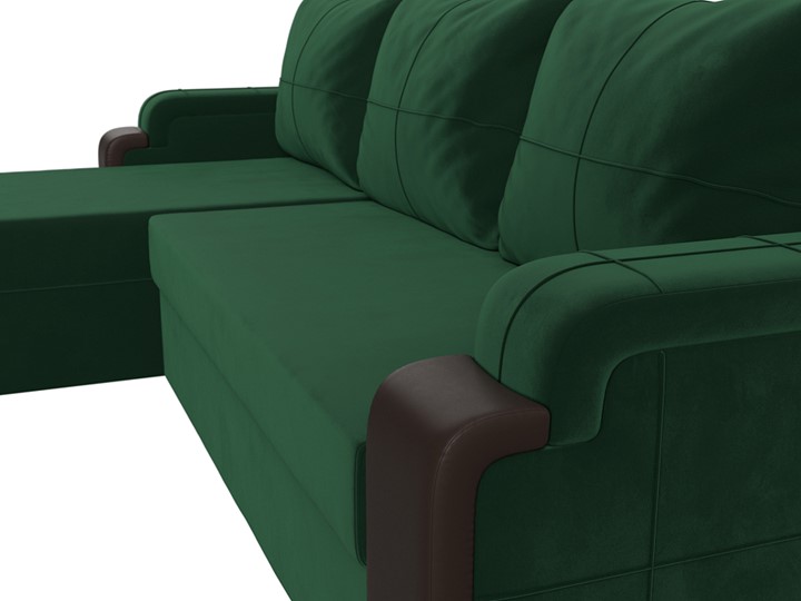 Угловой диван Николь лайт, Зеленый/Коричневый (велюр/экокожа) в Элисте - изображение 3
