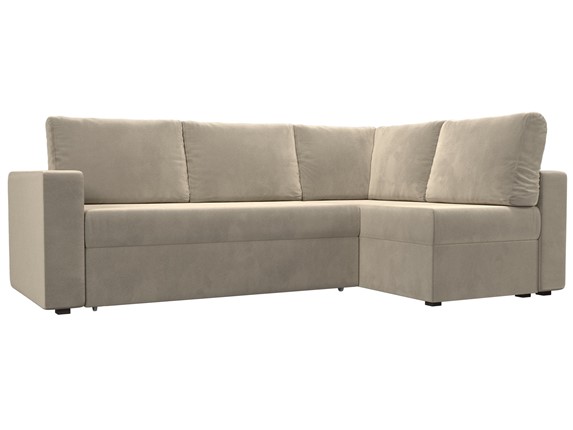 Угловой раскладной диван Оливер, Бежевый (микровельвет) в Элисте - изображение