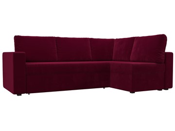 Угловой раскладной диван Оливер, Бордовый (микровельвет) в Элисте - предосмотр