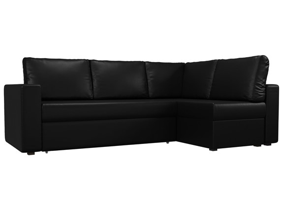 Угловой раскладной диван Оливер, Черный (экокожа) в Элисте - изображение
