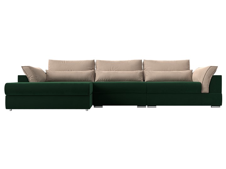 Угловой раскладной диван Пекин Лонг, Зеленый/Бежевый (велюр) НПБ в Элисте - изображение 10