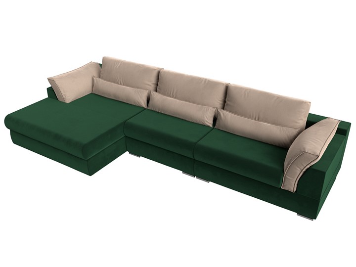 Угловой раскладной диван Пекин Лонг, Зеленый/Бежевый (велюр) НПБ в Элисте - изображение 8