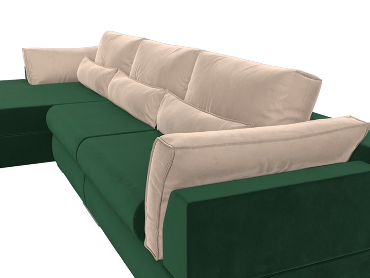 Угловой раскладной диван Пекин Лонг, Зеленый/Бежевый (велюр) НПБ в Элисте - изображение 9
