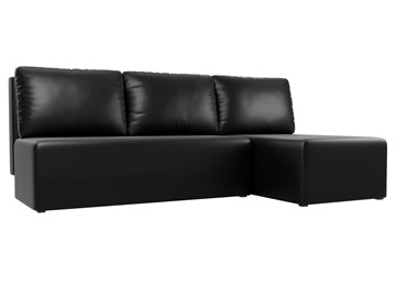 Угловой диван с оттоманкой Поло, Черный (экокожа) в Элисте - предосмотр