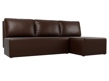 Угловой диван с оттоманкой Поло, Коричневый (экокожа) в Элисте - предосмотр