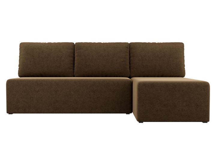 Угловой диван с оттоманкой Поло, Коричневый (микровельвет) в Элисте - изображение 1