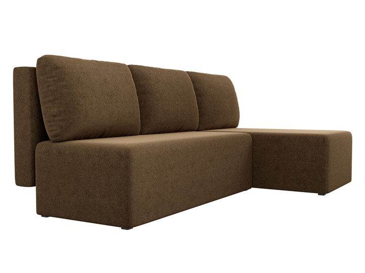 Угловой диван с оттоманкой Поло, Коричневый (микровельвет) в Элисте - изображение 2