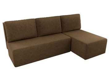 Угловой диван с оттоманкой Поло, Коричневый (микровельвет) в Элисте - предосмотр 3