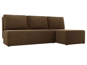 Угловой диван с оттоманкой Поло, Коричневый (микровельвет) в Элисте - предосмотр