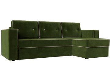 Угловой диван с оттоманкой Принстон, Зеленый (микровельвет) в Элисте