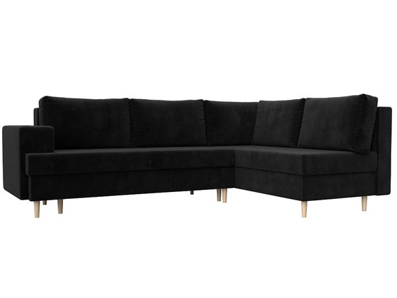 Угловой диван Сильвана, Черный (велюр) в Элисте - изображение